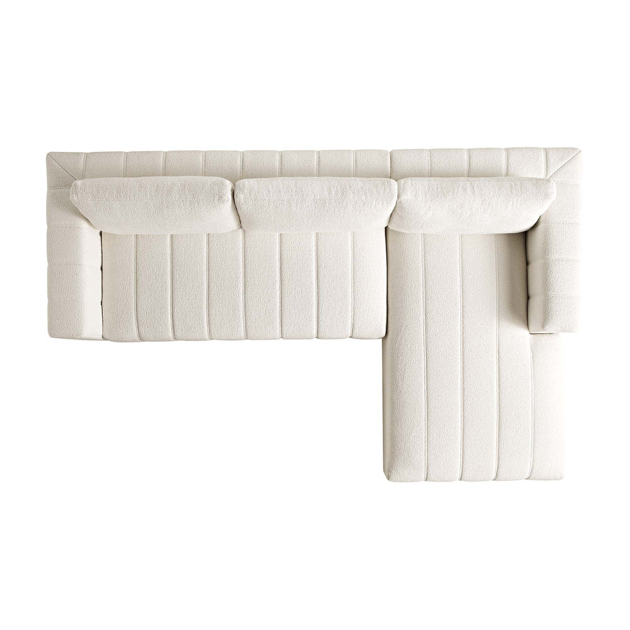 Belsize Beige Boucle Sofa with Wooden Base, Large Chaise Right Hand Facing