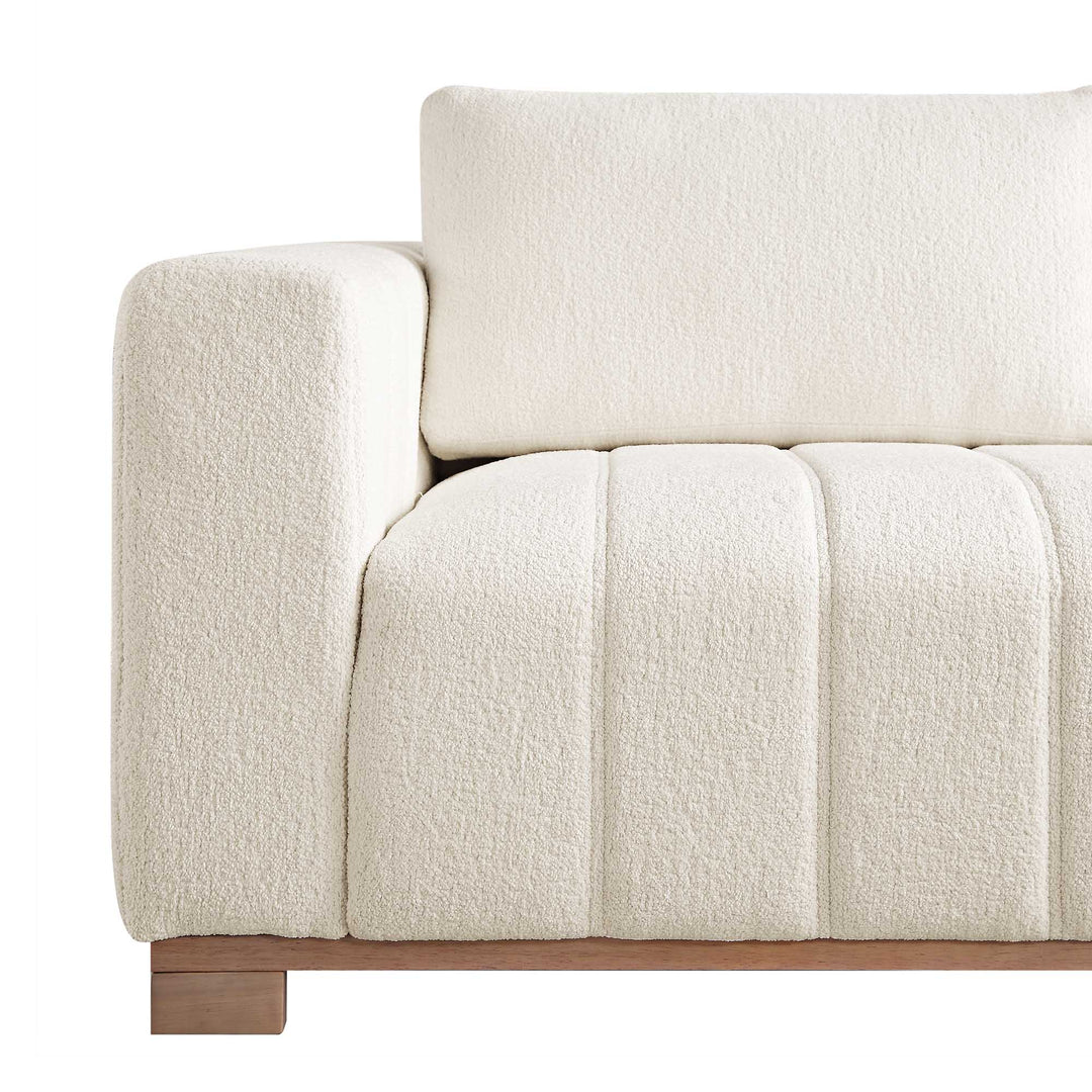 Belsize Beige Boucle Sofa with Wooden Base, Large Chaise Left Hand | daals