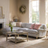 Daphnis Blue Striped Linen Blend Sofa, Grande Chaise Sofa Left Hand Facing - daals