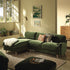 Daphnis Fern Green Velvet Sofa, Grande Chaise Sofa Left Hand Facing - daals