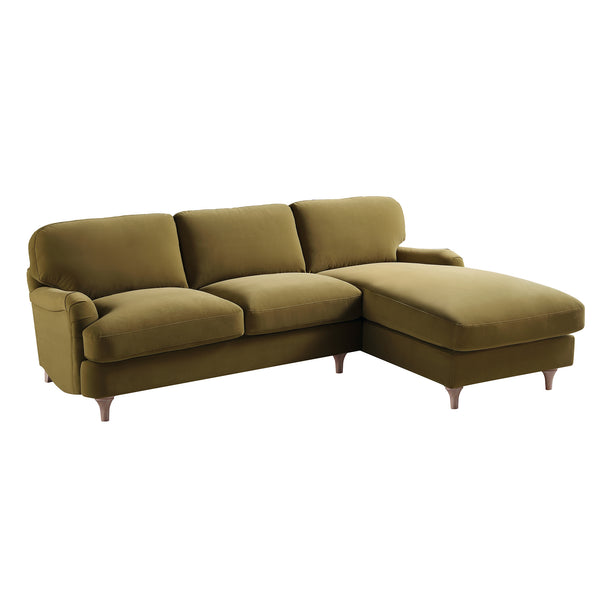 Daphnis Fudge Velvet Sofa, Grande Chaise Sofa Right Hand Facing