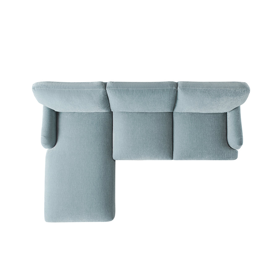 Daphnis Soft Blue Chenille Sofa, Grande Chaise Sofa Left Hand Facing - daals