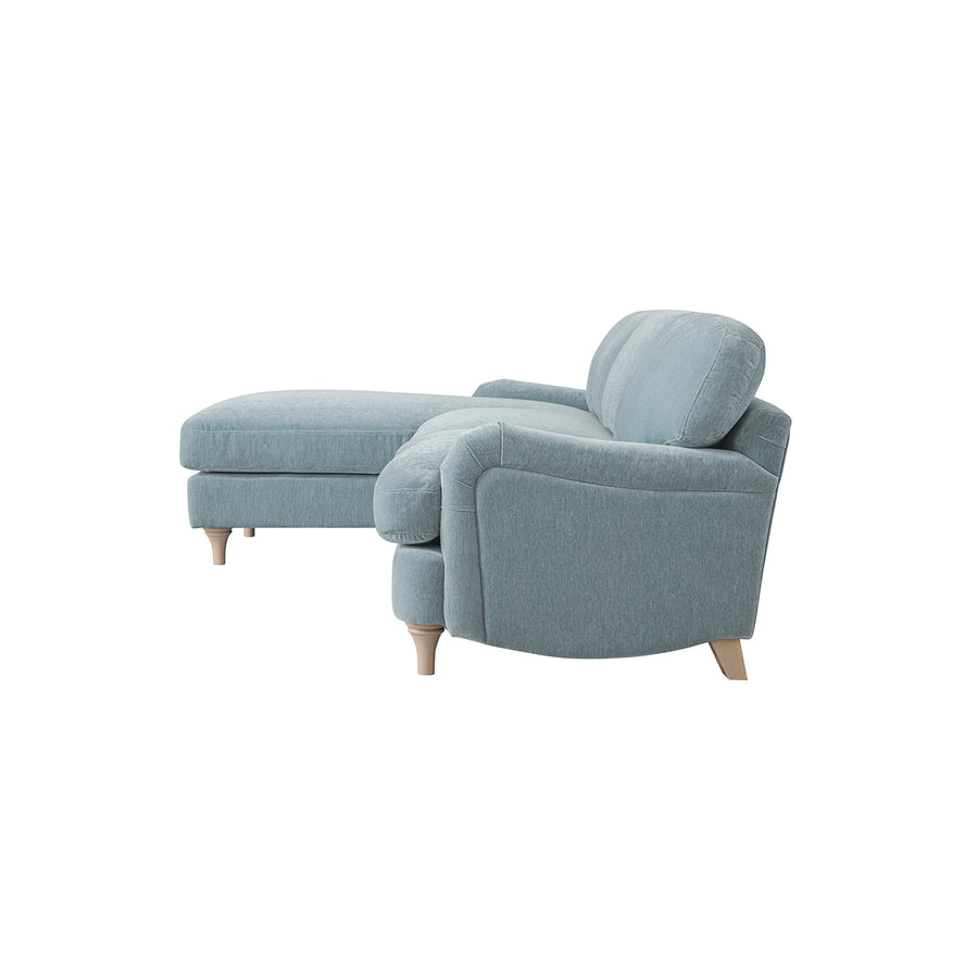 Daphnis Soft Blue Chenille Sofa, Grande Chaise Sofa Left Hand Facing - daals