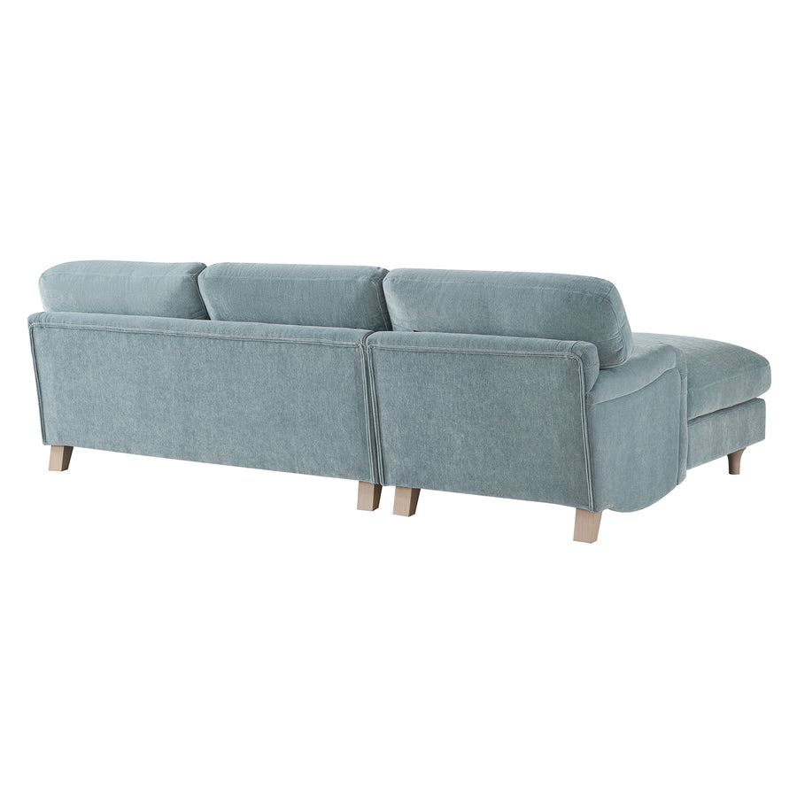 Daphnis Soft Blue Chenille Sofa, Grande Chaise Sofa Left Hand Facing - daals