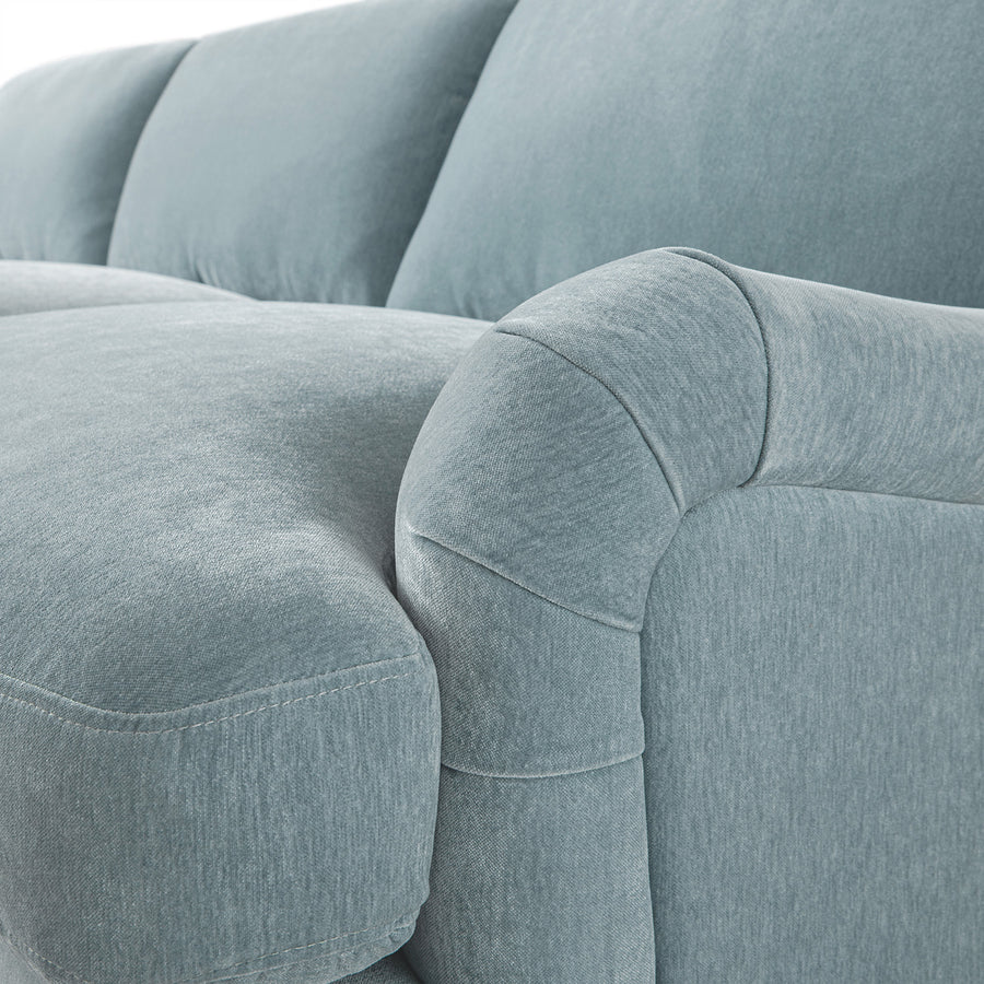 Daphnis Soft Blue Chenille Sofa, Grande Chaise Sofa Left Hand Facing - daals