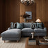 Daphnis Soft Blue Chenille Sofa, Grande Chaise Sofa Left Hand Facing - daals