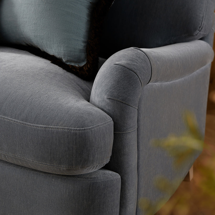 Daphnis Soft Blue Chenille Sofa, Grande Chaise Sofa Left Hand Facing - daals