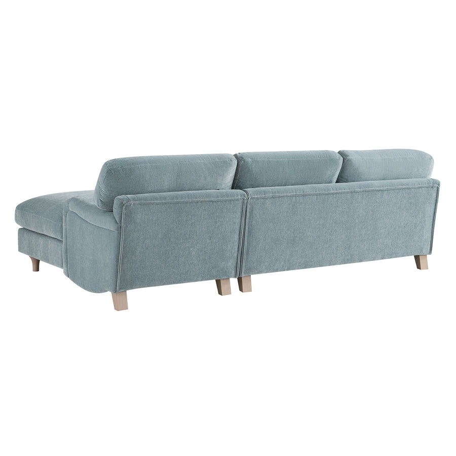 Daphnis Soft Blue Chenille Sofa, Grande Chaise Sofa Right Hand Facing - daals