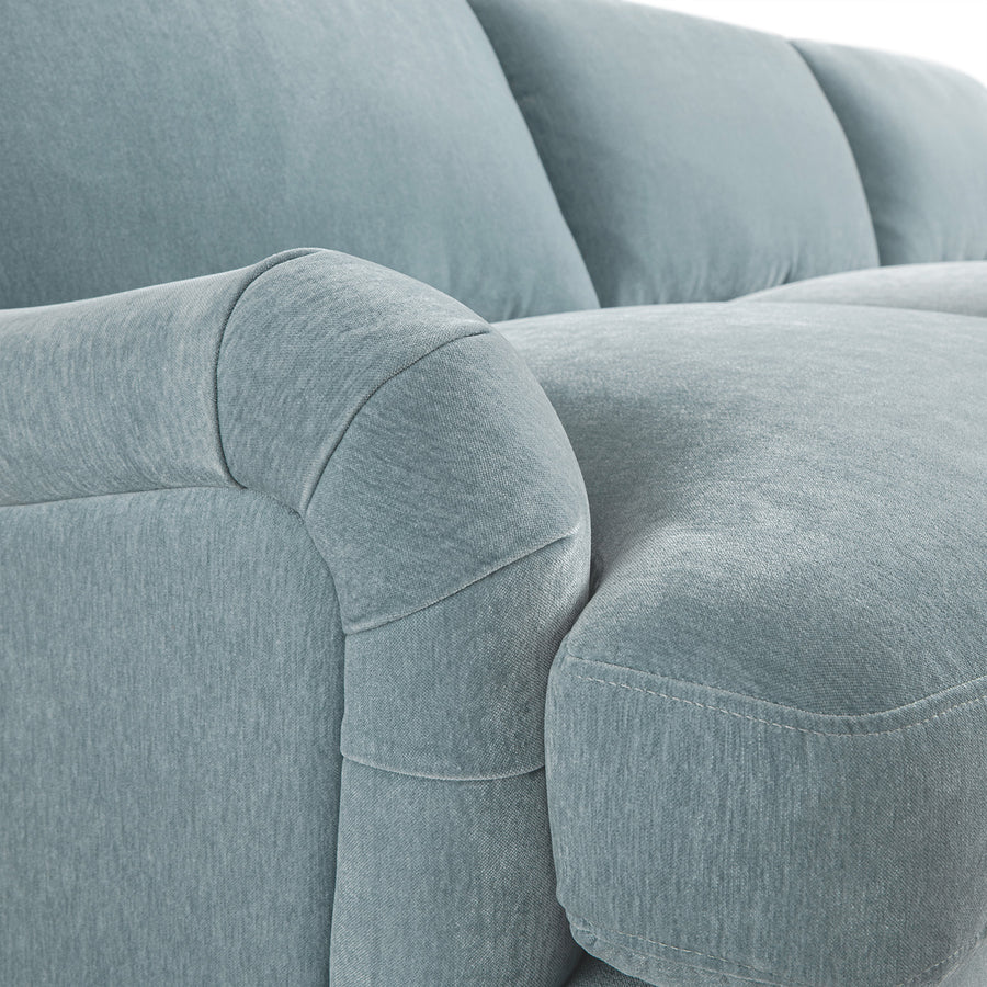 Daphnis Soft Blue Chenille Sofa, Grande Chaise Sofa Right Hand Facing - daals