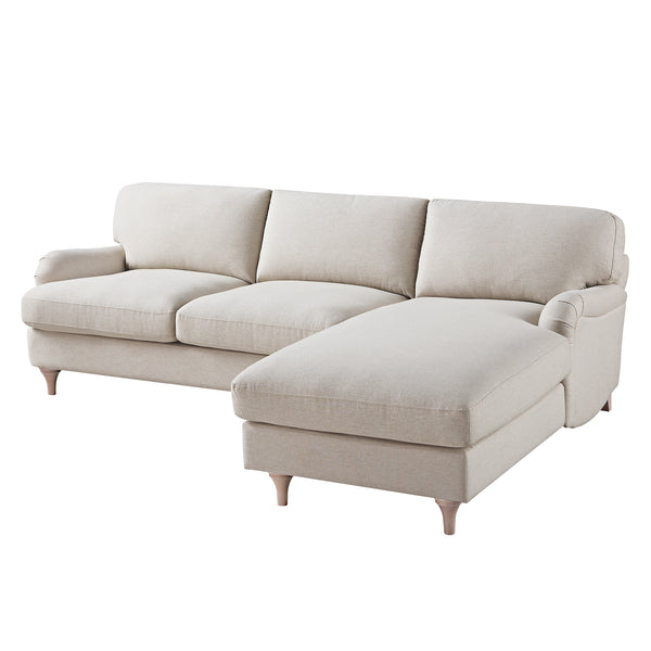 Daphnis Oatmeal Fabric Sofa, Grande Chaise Sofa Right Hand Facing