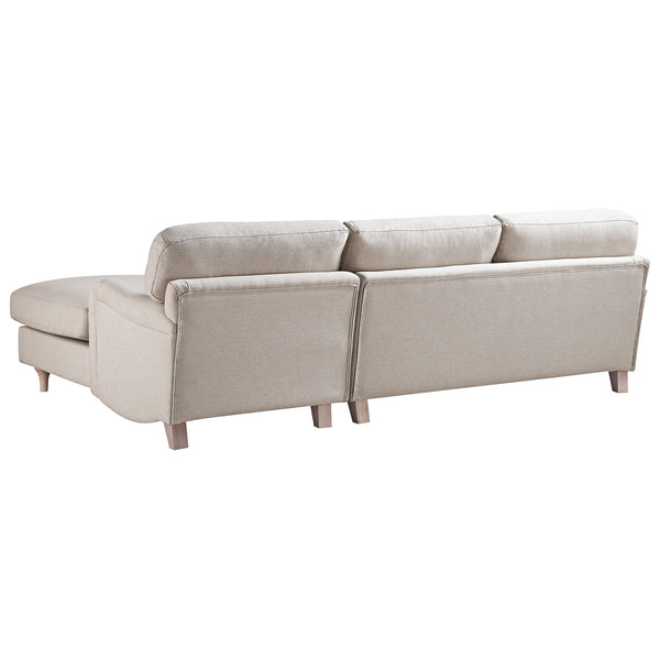 Daphnis Oatmeal Fabric Sofa, Grande Chaise Sofa Right Hand Facing