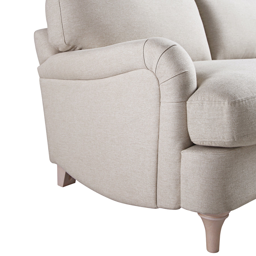 Daphnis Oatmeal Fabric Sofa, Grande Chaise Sofa Right Hand Facing