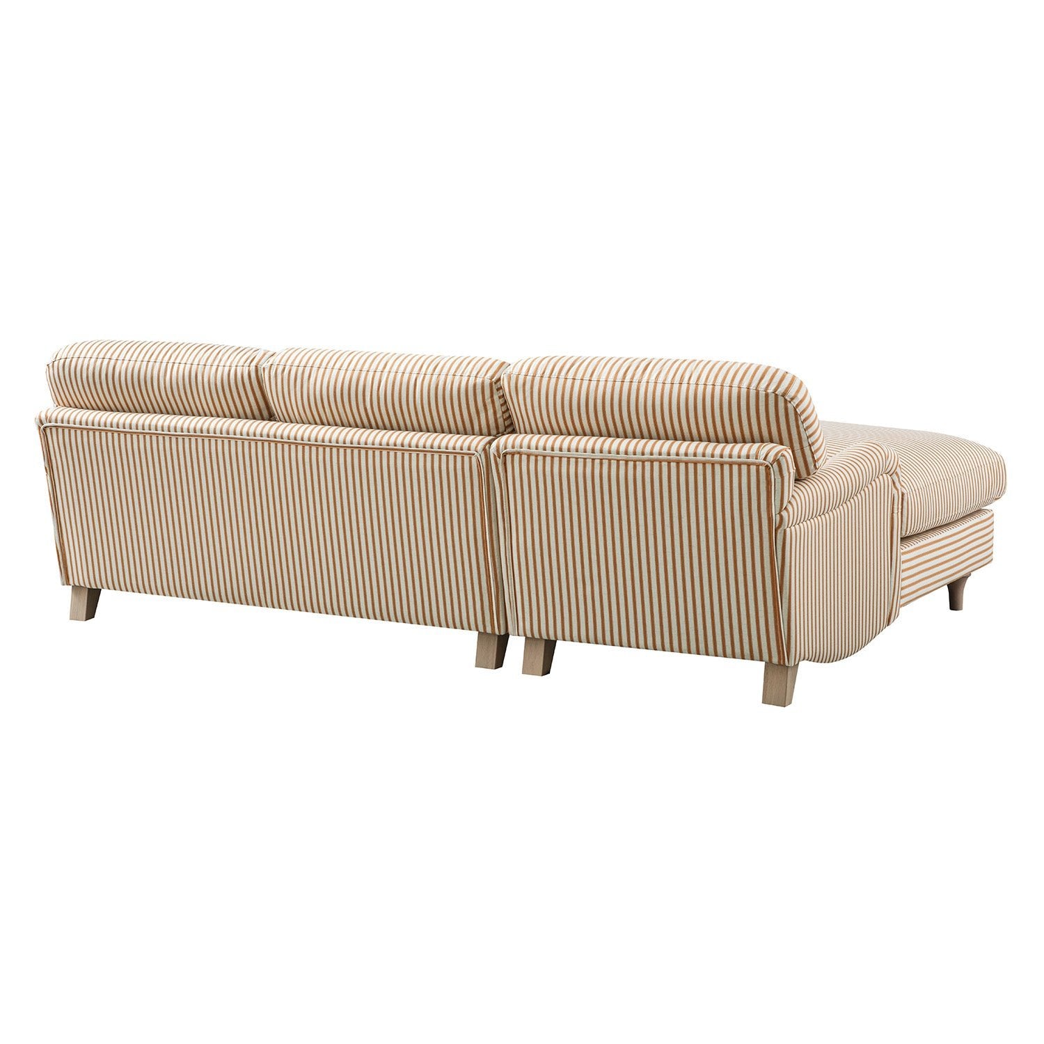 Daphnis Ochre Striped Linen Blend Sofa, Grande Chaise Sofa Left Hand Facing