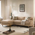 Daphnis Ochre Striped Linen Blend Sofa, Grande Chaise Sofa Left Hand Facing
