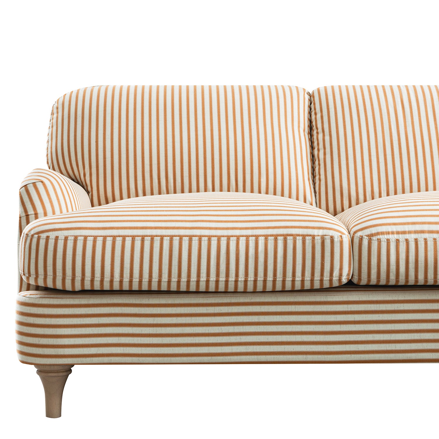 Daphnis Ochre Striped Linen Blend Sofa, Grande Chaise Sofa Right Hand Facing