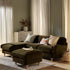 Daphnis Seaweed Velvet Sofa, Grande Chaise Sofa Left Hand Facing - daals