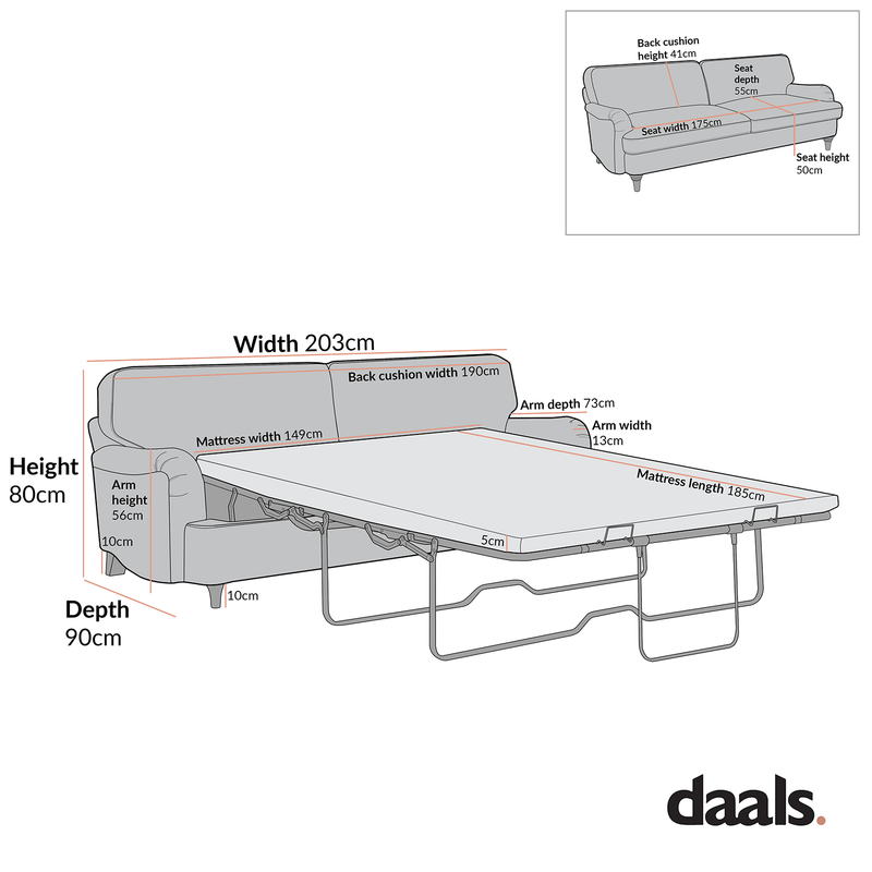 Daphnis Green Striped Linen Blend Sofa Bed, Large 3-Seater