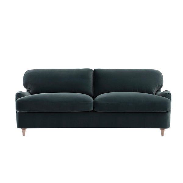 Daphnis Aegean Blue Velvet Sofa Bed, Large 3-Seater
