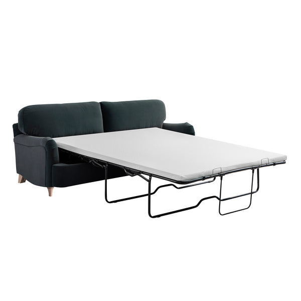 Daphnis Aegean Blue Velvet Sofa Bed, Large 3-Seater