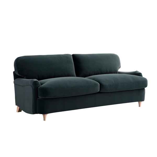 Daphnis Aegean Blue Velvet Sofa Bed, Large 3-Seater