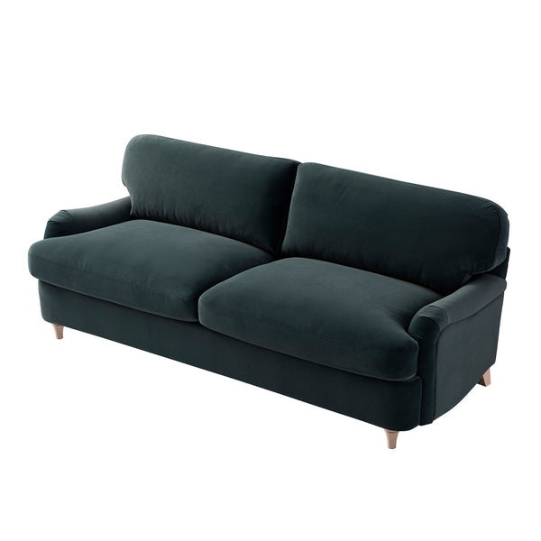 Daphnis Aegean Blue Velvet Sofa Bed, Large 3-Seater