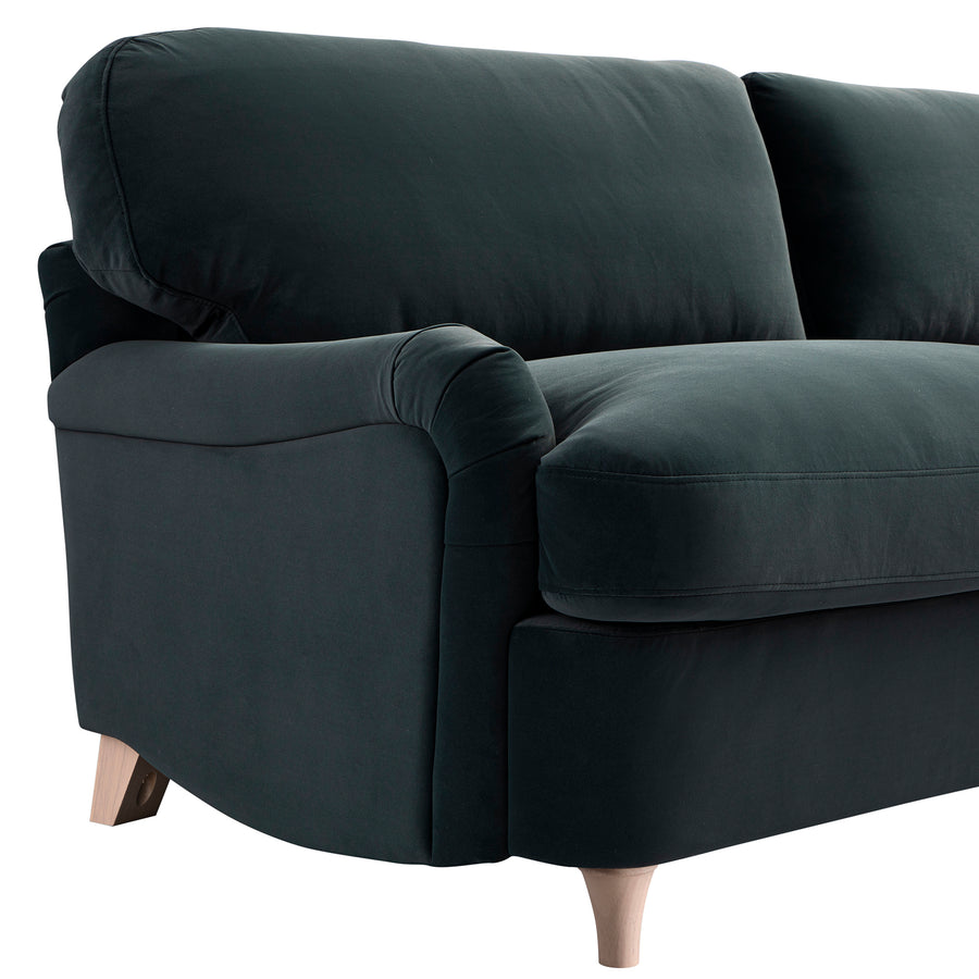 Daphnis Aegean Blue Velvet Sofa Bed, Large 3-Seater