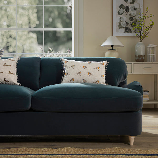 Daphnis Aegean Blue Velvet Sofa Bed, Large 3-Seater