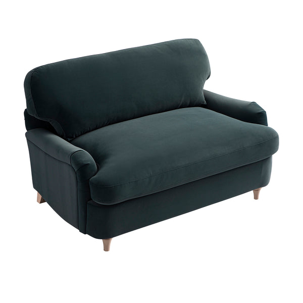Daphnis Aegean Blue Velvet Sofa Bed, Loveseat