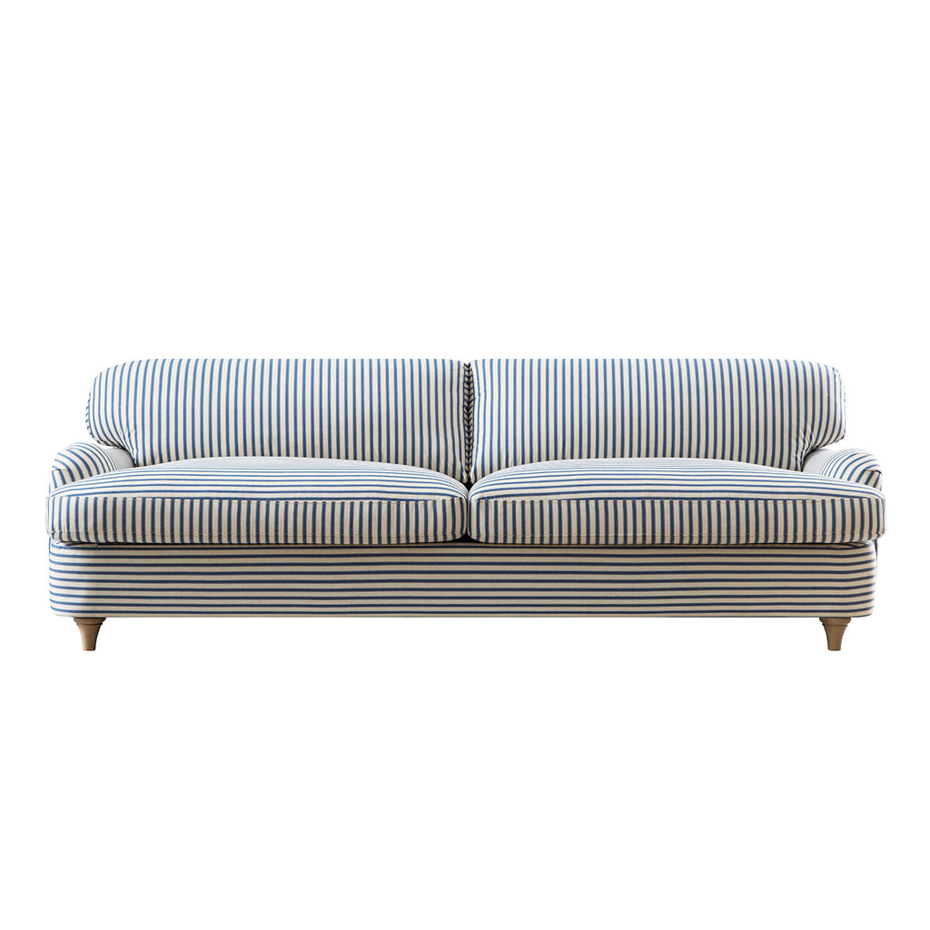 Daphnis Blue Striped Linen Blend Sofa Bed, Large 3-Seater