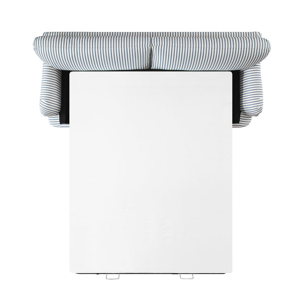 Daphnis Blue Striped Linen Blend Sofa Bed, Large 3-Seater