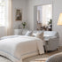 Daphnis Blue Striped Linen Blend Sofa Bed, Grande Chaise Left Hand Facing - daals