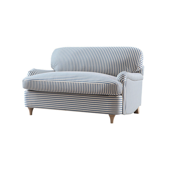 Daphnis Blue Striped Linen Blend Fabric Sofa Bed, Loveseat - daals