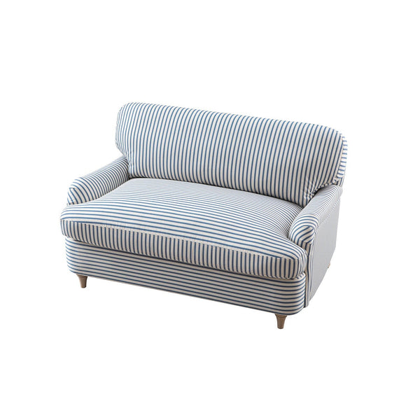 Daphnis Blue Striped Linen Blend Fabric Sofa Bed, Loveseat - daals