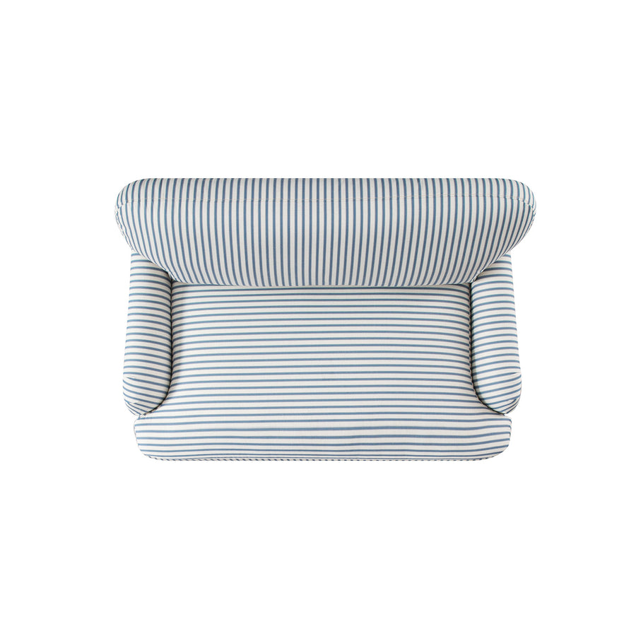 Daphnis Blue Striped Linen Blend Fabric Sofa Bed, Loveseat