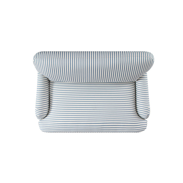 Daphnis Blue Striped Linen Blend Fabric Sofa Bed, Loveseat - daals
