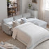 Daphnis Blue Striped Linen Blend Sofa Bed, Grande Chaise Right Hand Facing - daals