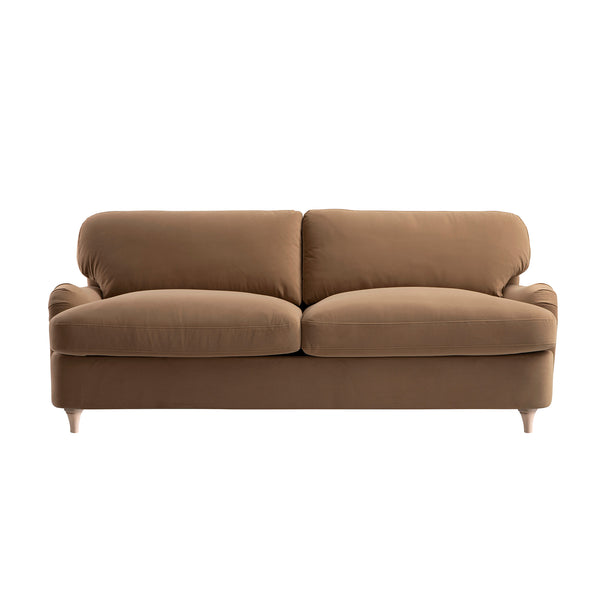 Daphnis Camel Velvet Sofa Bed, Large 3-Seater