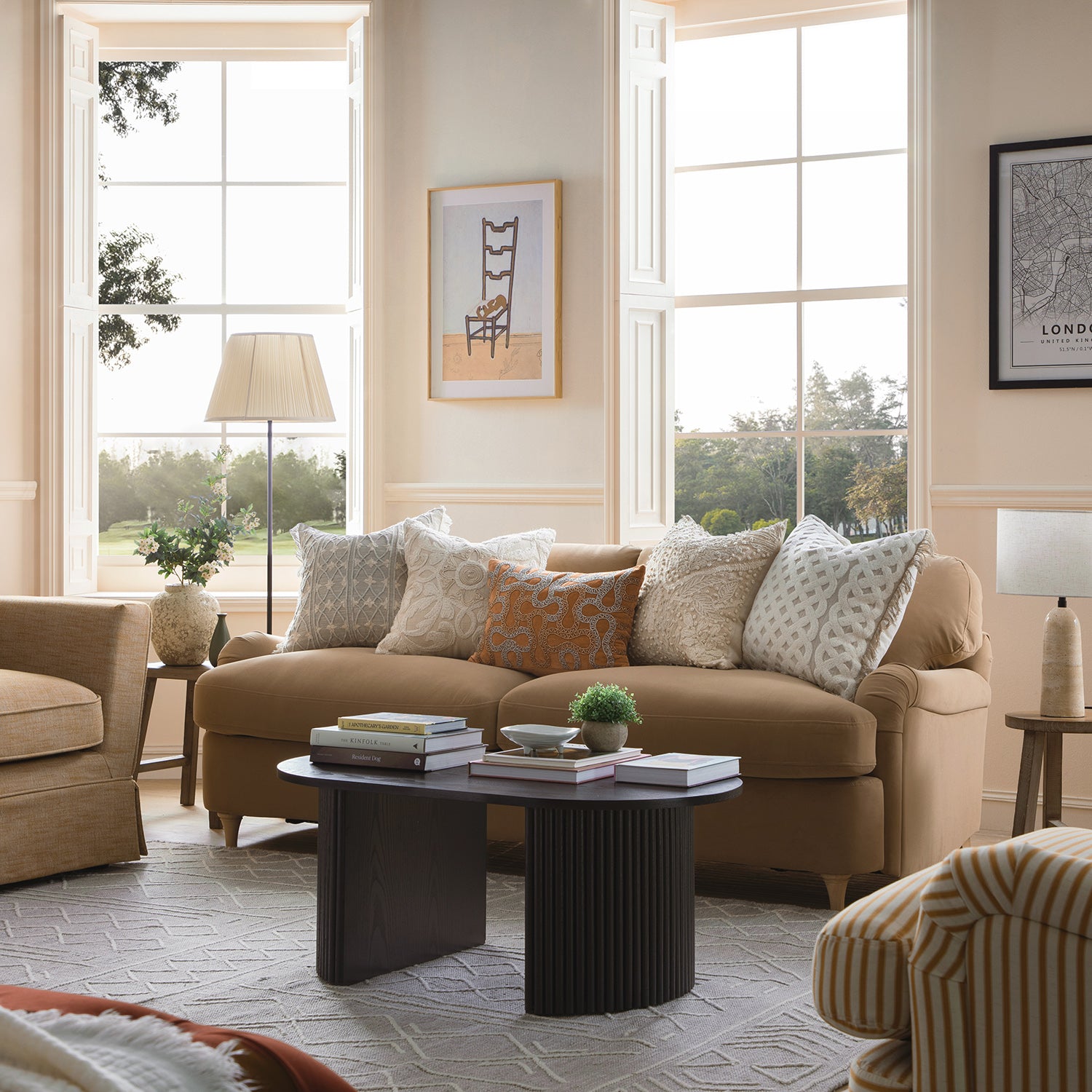 Daphnis Camel Velvet Sofa Bed, Large 3-Seater