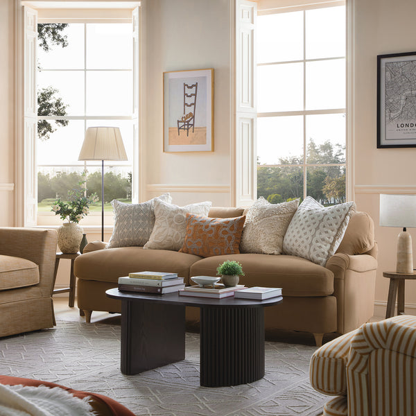 Daphnis Camel Velvet Sofa Bed, Large 3-Seater