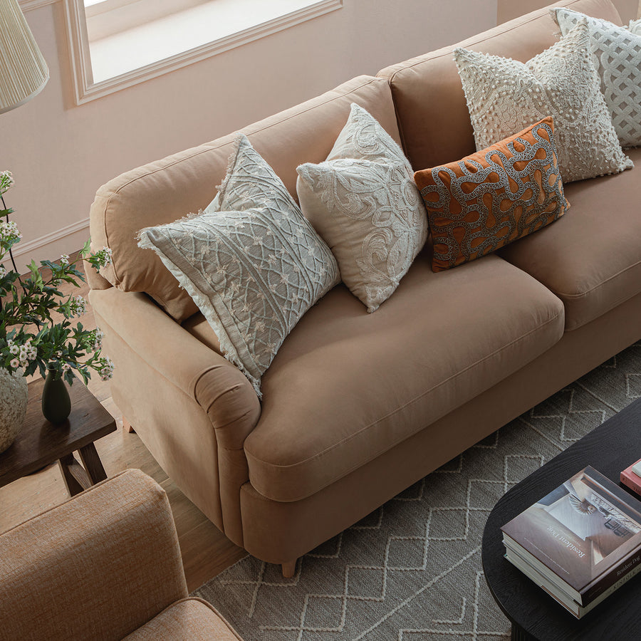 Daphnis Camel Velvet Sofa Bed, Large 3-Seater