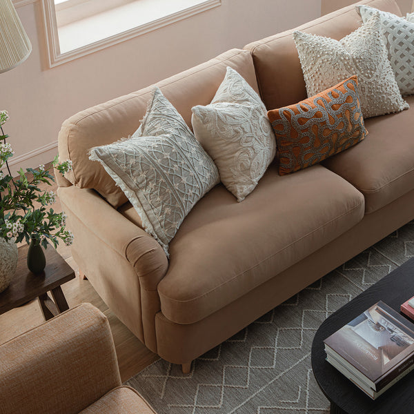 Daphnis Camel Velvet Sofa Bed, Large 3-Seater