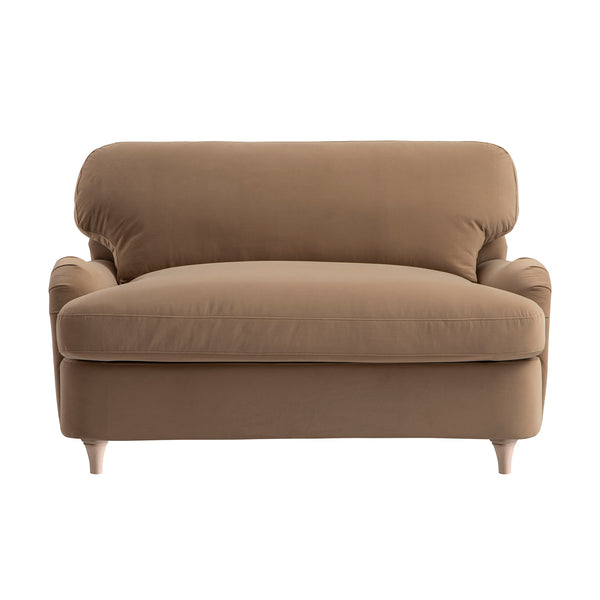 Daphnis Camel Velvet Sofa Bed, Loveseat