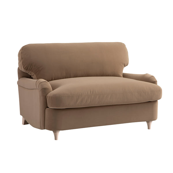 Daphnis Camel Velvet Sofa Bed, Loveseat