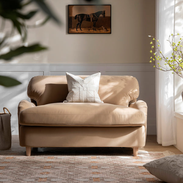 Daphnis Camel Velvet Sofa Bed, Loveseat