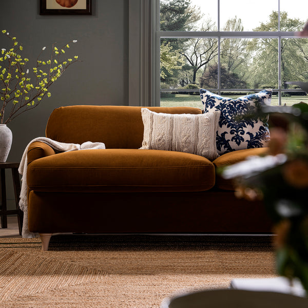 Daphnis Cinnamon Velvet Sofa Bed, Large 3-Seater