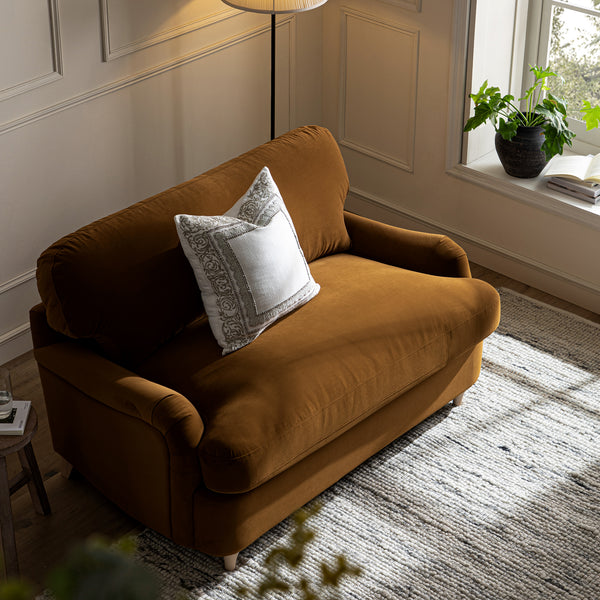 Daphnis Cinnamon Velvet Sofa Bed, Loveseat