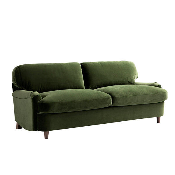 Daphnis Fern Green Velvet Sofa Bed, Large 3-Seater