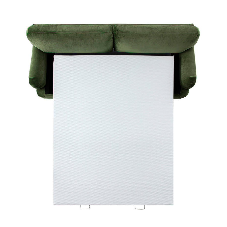 Daphnis Fern Green Velvet Sofa Bed, Large 3-Seater