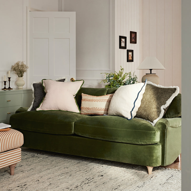 Daphnis Fern Green Velvet Sofa Bed, Large 3-Seater