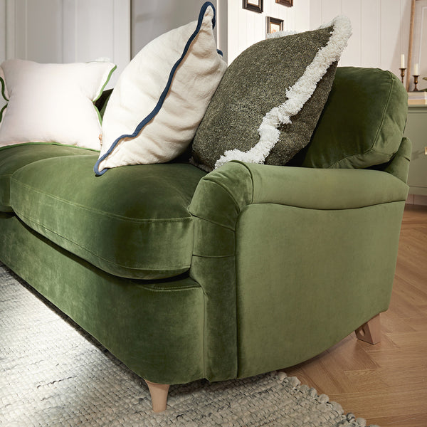Daphnis Fern Green Velvet Sofa Bed, Large 3-Seater